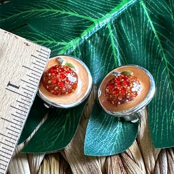 BOGO FREE VTG CLIP ON ENABLE ORANGE EARNINGS 1980’s - Picture 3 of 4